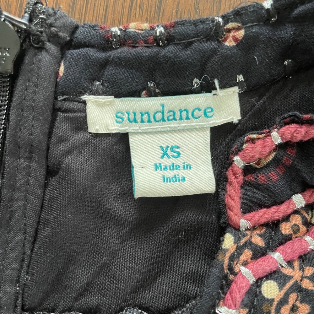 Sundance Maxi Dress Womens XS Black Floral Embroidered Long Sleeve Boho Peasant - Picture 8 of 14